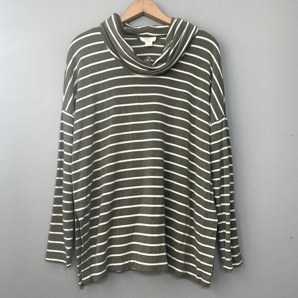 LOFT Tops - LOFT Outlet Lounge Oversized Small Cozy Knit Green Striped Athleisure Tunic Top